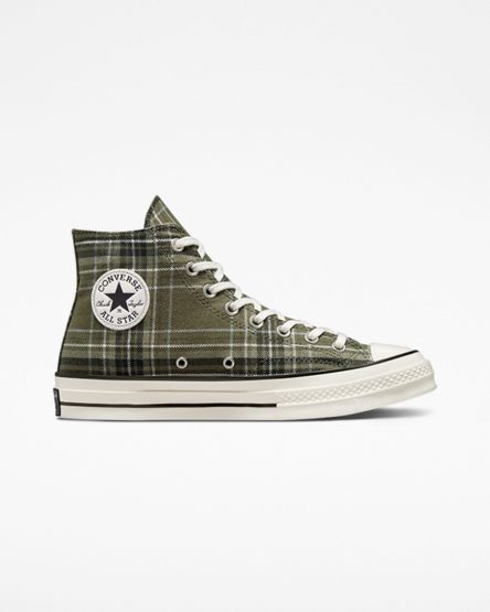 Tenisi Inalti Barbati Converse Chuck 70 Tartan Masline Verzi Negrii | RO EC13GF357